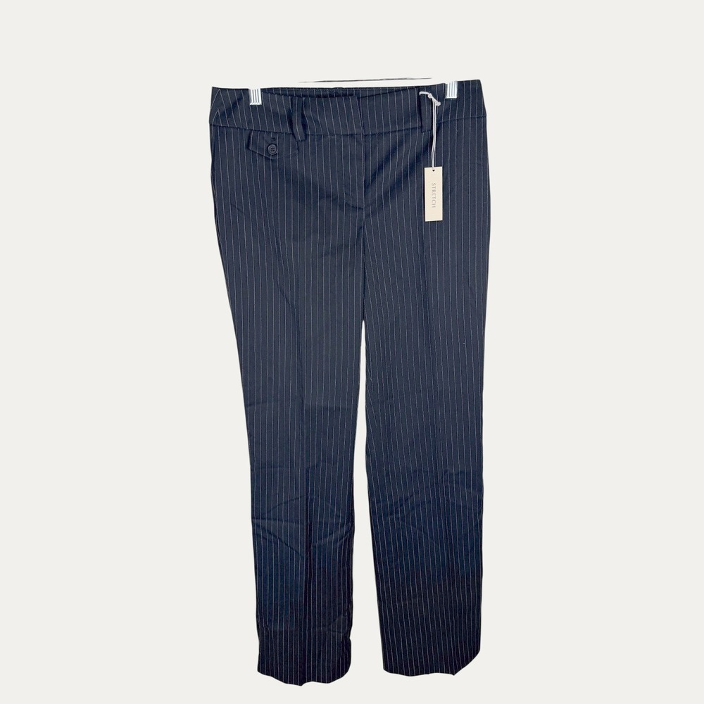 Jones New York Sport Pinstripe Pants Womens 6 Black White Stretch Trousers 3195